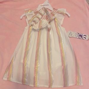 Toddler shiny striped dress w/headband